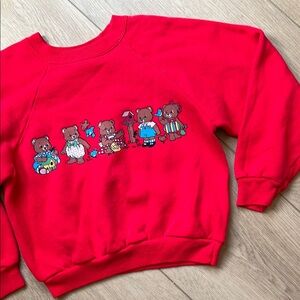 Vintage Hanes Red Sweatshirt with Bear family Print size medium 10-12